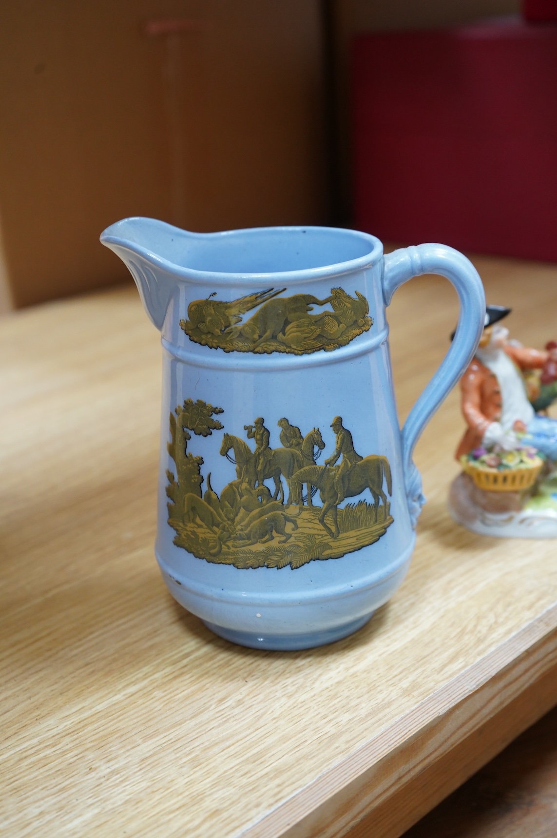 A collection of mixed ceramics including a Dresden figure and cabinet cups and saucers